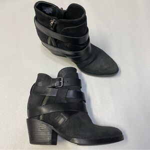 Ash Women’s Manhattan Boots Size 5 Strap Ankle Booties Distressed Suede Leather